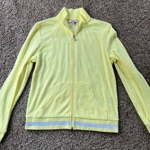 Juicy Couture Yellow Terrycloth Zip-Up Sweatshirt Size Large